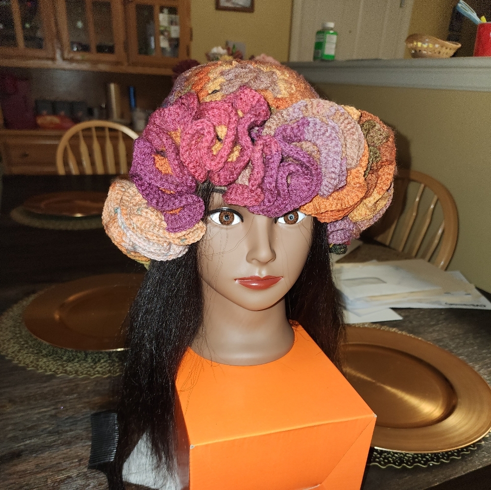 Hand-made crochet ruffle hat
